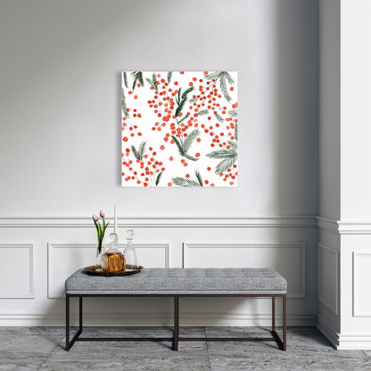 Mistletoe Leaf Minimalist Canvas | White Living Room Decor
