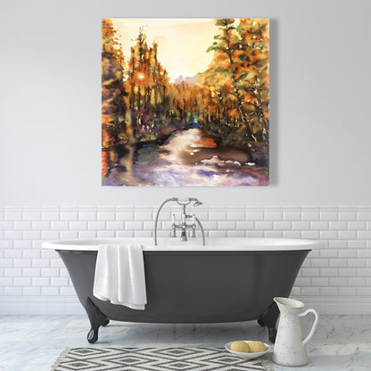 Toile de la rivière Merced | Paysages et arbres, art pour la décoration intérieure