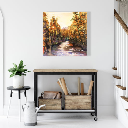 Toile de la rivière Merced | Paysages et arbres, art pour la décoration intérieure