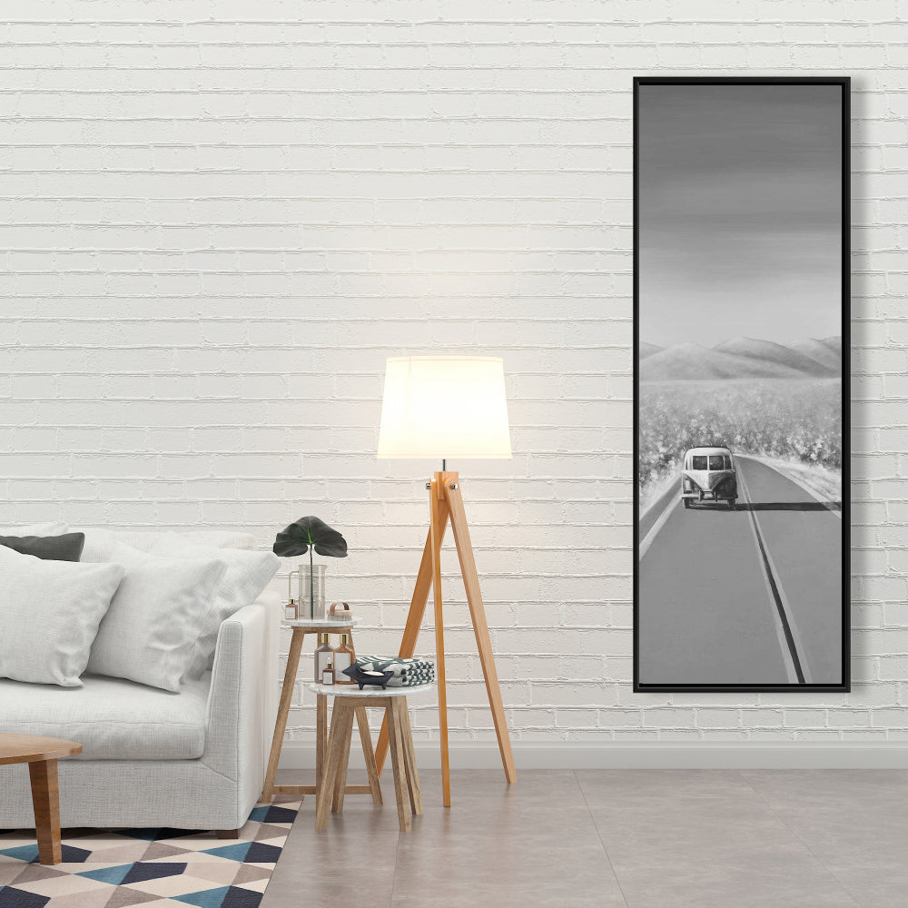 Car on the Road - Monochrome Mountain Canvas | Home Decor