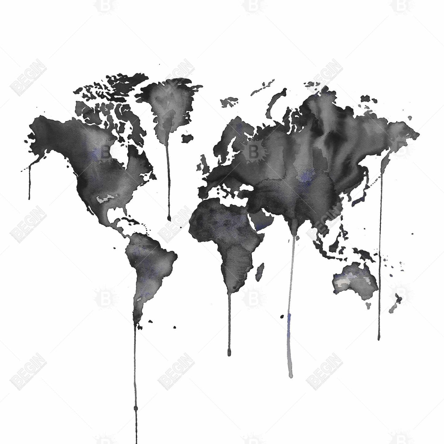 Watercolor World Map Canvas - Minimalist Blue Home Decor