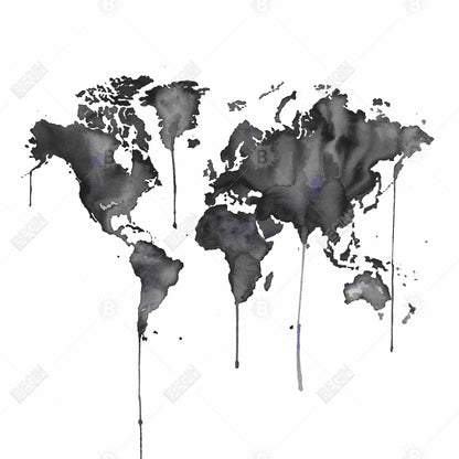 Watercolor World Map Canvas - Minimalist Blue Home Decor