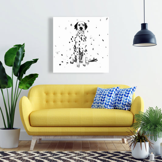 Minimalist Dalmatian Dog Canvas - White Bedroom Wall Decor