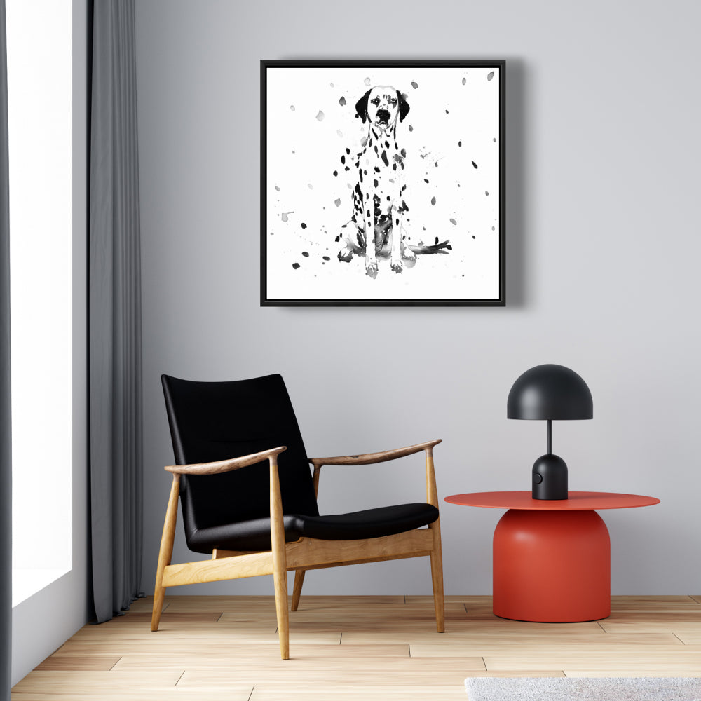 Toile encadrée représentant un chien dalmatien | Décoration pour chambre d'enfant | Art pour la maison