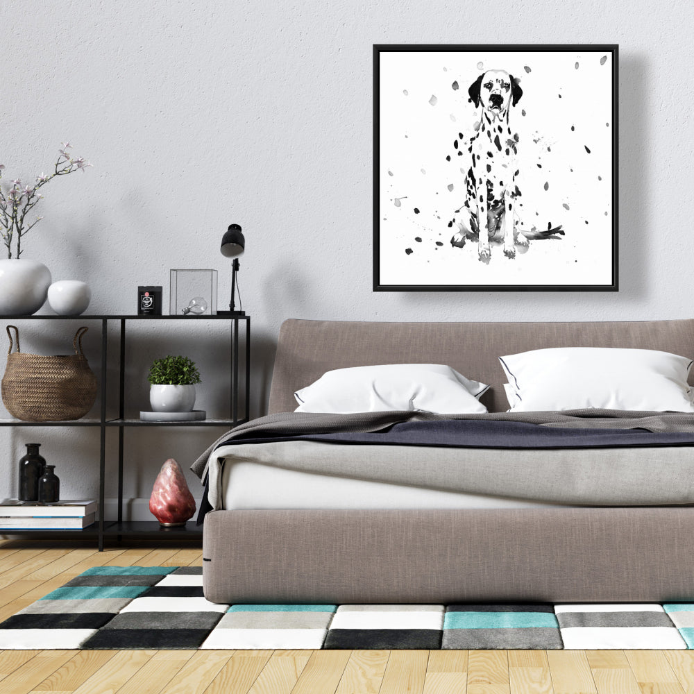 Toile encadrée représentant un chien dalmatien | Décoration pour chambre d'enfant | Art pour la maison