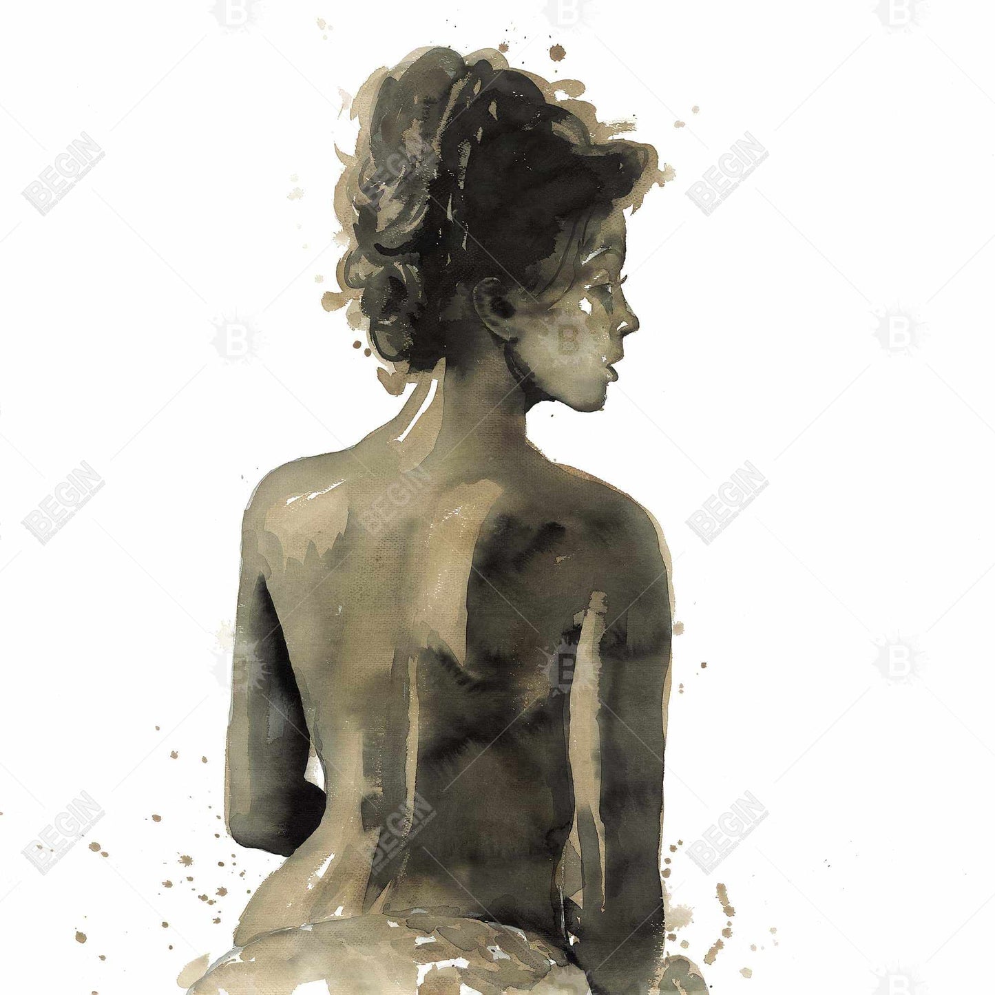 Woman's Back in Sepia Canvas | Bedroom Home Decor Art