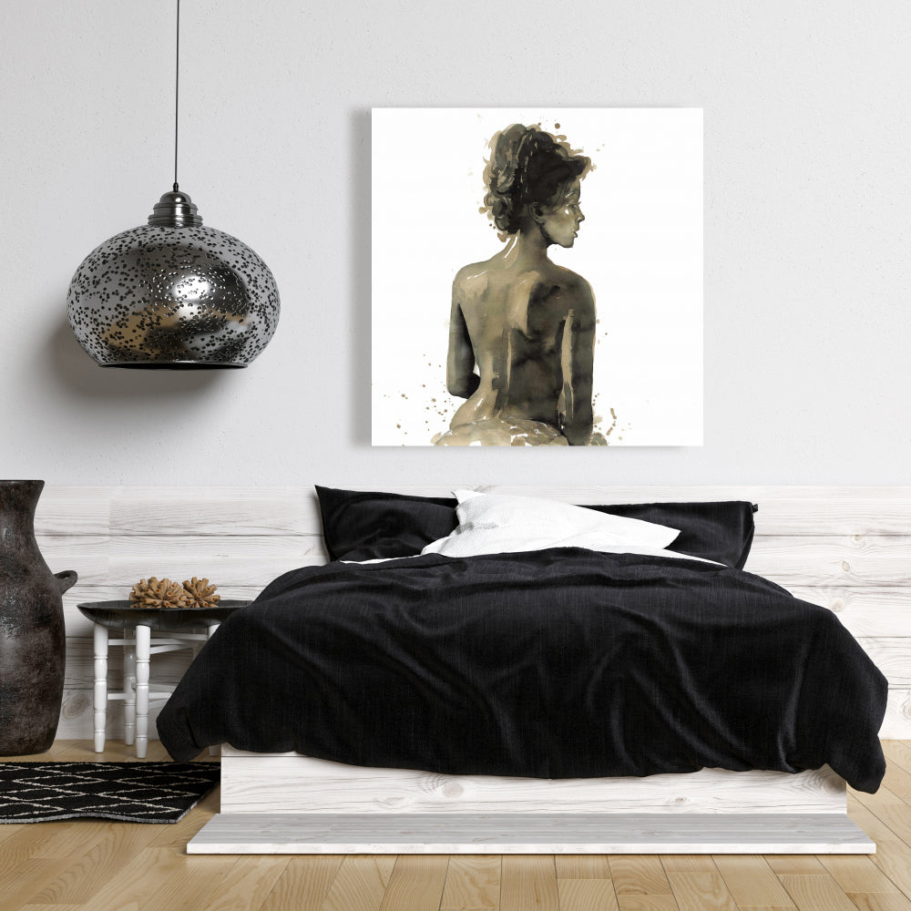 Woman's Back in Sepia Canvas | Bedroom Home Decor Art