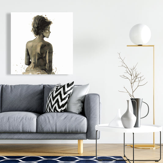 Woman's Back in Sepia Canvas | Bedroom Home Decor Art