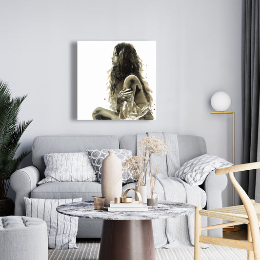 Sepia Woman Canvas - Figurative Bedroom Art Home Decor