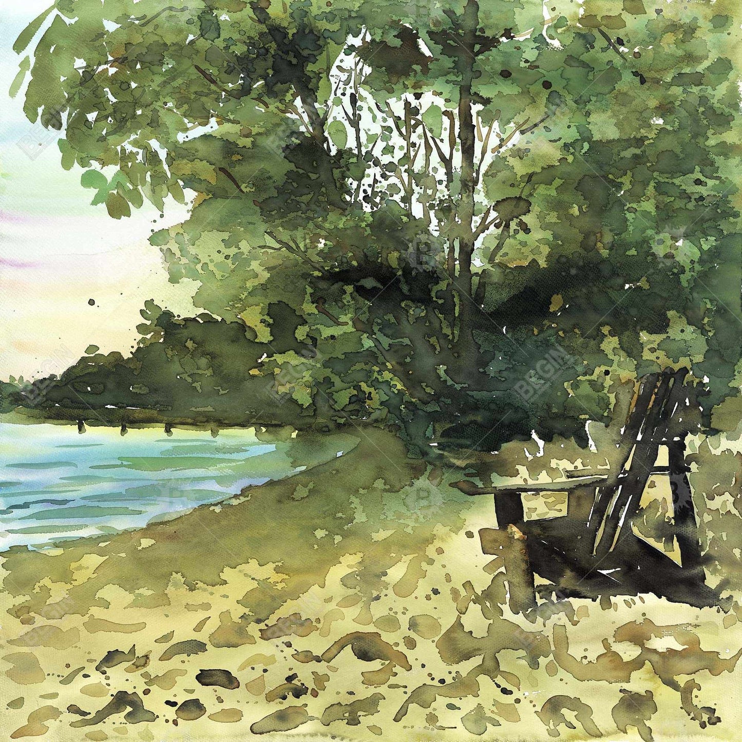 Toile encadrée « Journée au lac » | Décoration de chambre côtière