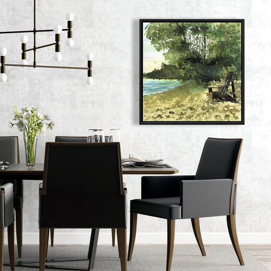 Toile encadrée « Journée au lac » | Décoration de chambre côtière