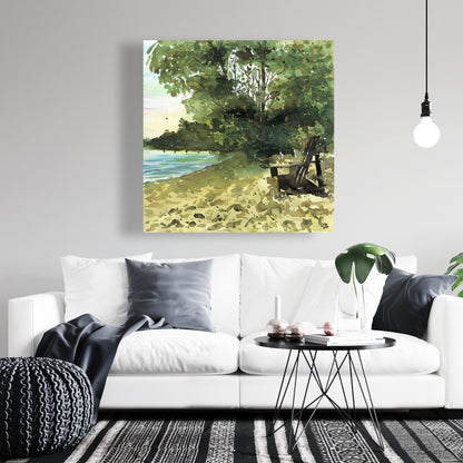 Coastal Blue Bedroom Canvas - Day at the Lake | Home Decor