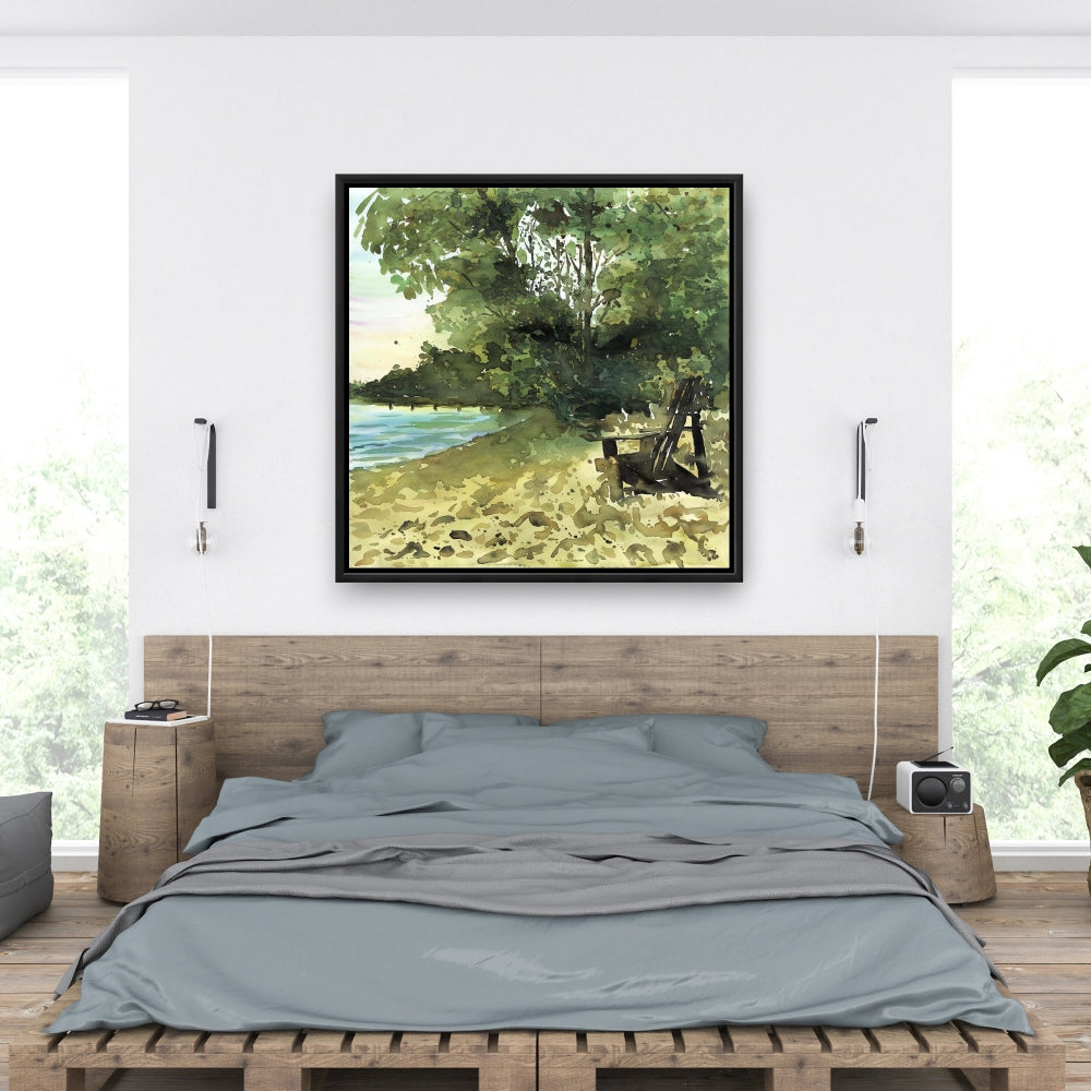 Toile encadrée « Journée au lac » | Décoration de chambre côtière