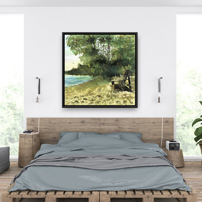 Toile encadrée « Journée au lac » | Décoration de chambre côtière