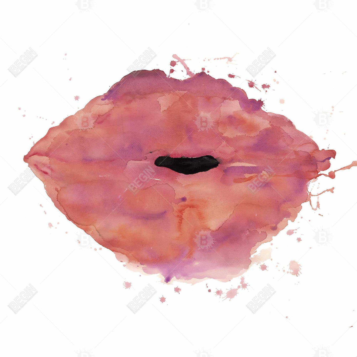Watercolor Pink Lipstick Canvas - Beauty Bedroom Wall Art