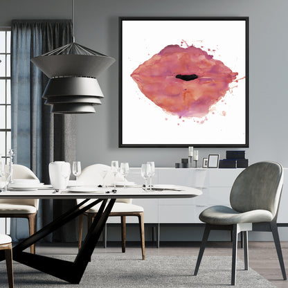 Watercolor Pink Lipstick Canvas | Beauty Bedroom Wall Decor