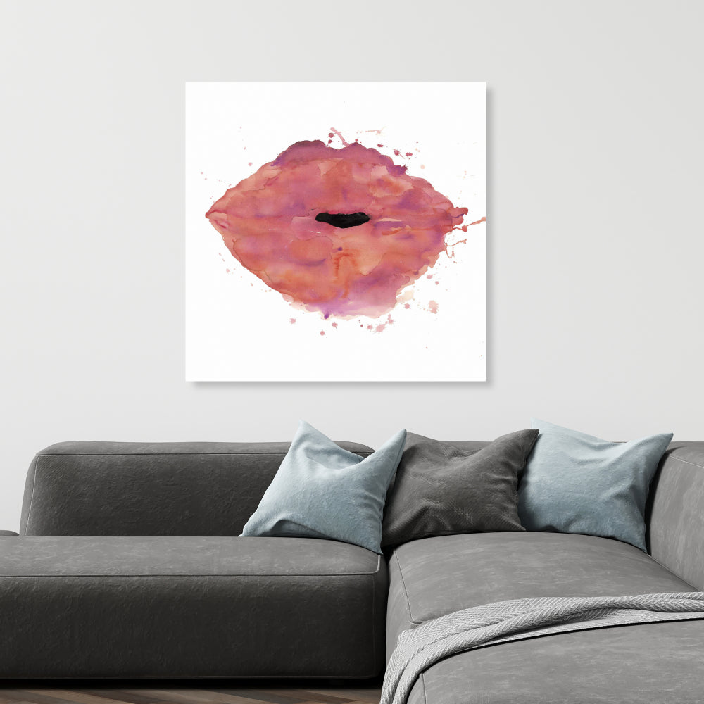 Watercolor Pink Lipstick Canvas - Beauty Bedroom Wall Art