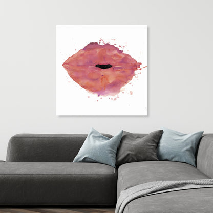 Watercolor Pink Lipstick Canvas - Beauty Bedroom Wall Art