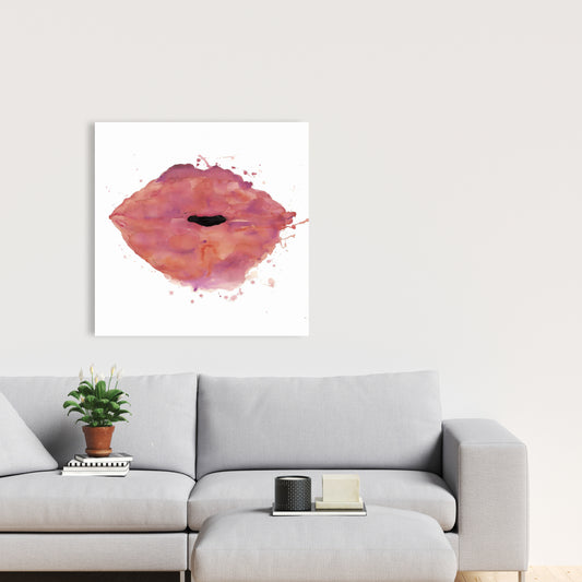 Watercolor Pink Lipstick Canvas - Beauty Bedroom Wall Art