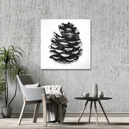 Toile Pomme de pin grise : décoration élégante pour le salon