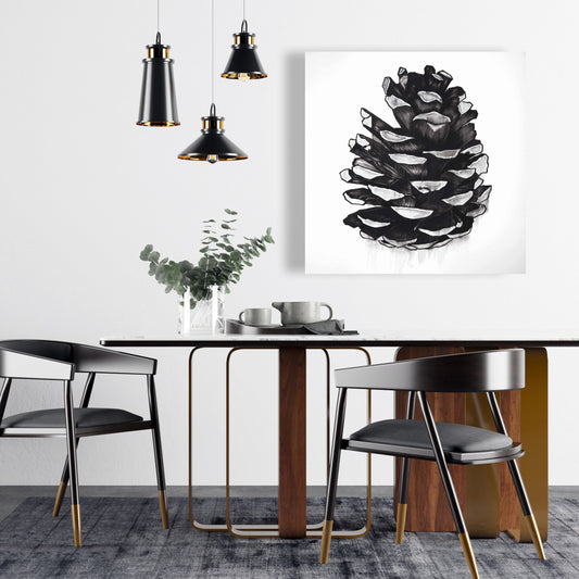 Toile Pomme de pin grise : décoration élégante pour le salon