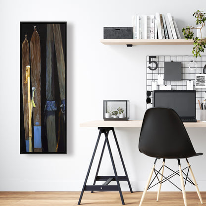 Old Skis Rustic Sports Canvas | Home Decor Framed Art