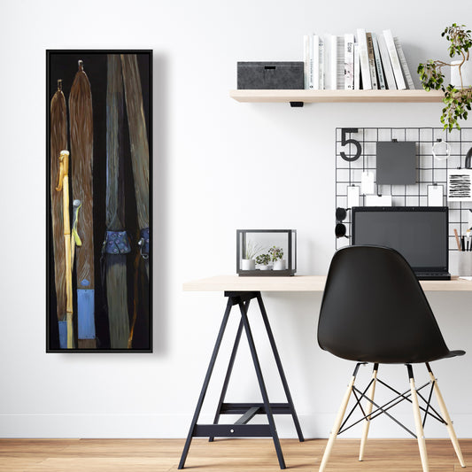 Old Skis Rustic Sports Canvas | Home Decor Framed Art