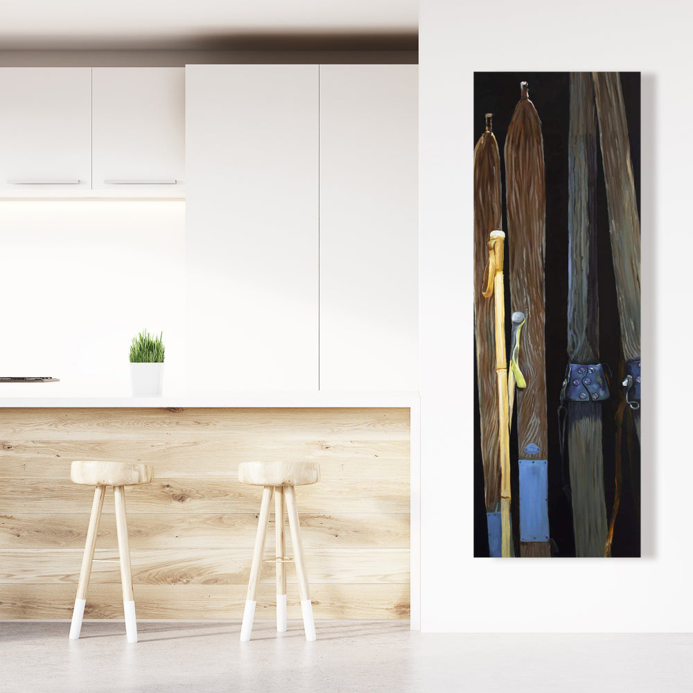 Old Skis Rustic Canvas | Living Room Decor - Sports & Games
