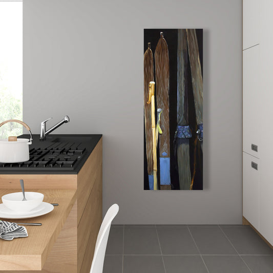 Old Skis Rustic Canvas | Living Room Decor - Sports & Games