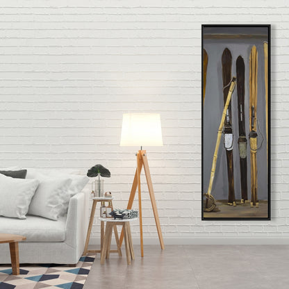 Rustic Ski Poles and Vintage Skis Canvas | Home Decor Art