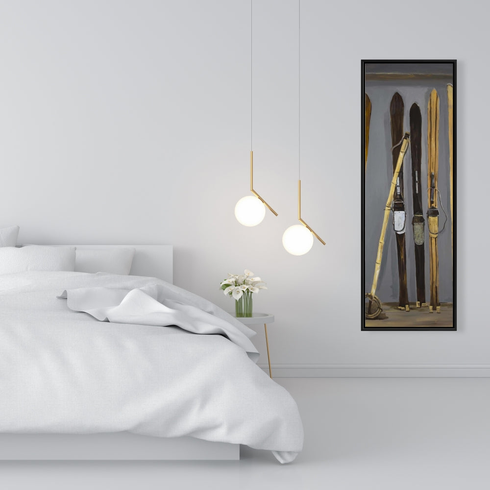 Rustic Ski Poles and Vintage Skis Canvas | Home Decor Art