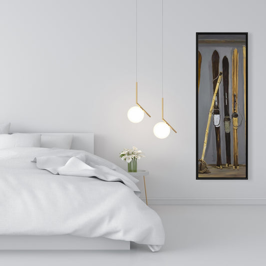 Rustic Ski Poles and Vintage Skis Canvas | Home Decor Art