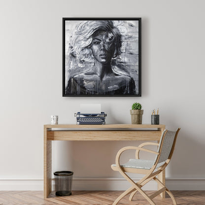 Toile « Femme douce » | Cadre industriel blanc pour chambre à coucher