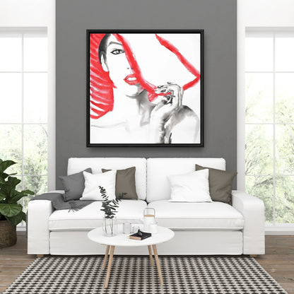 Toile encadrée – Femme au grand chapeau | Décoration d'intérieur