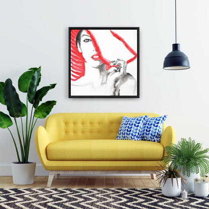 Toile encadrée – Femme au grand chapeau | Décoration d'intérieur