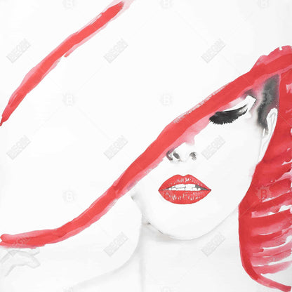 Woman with Summer Hat Canvas | White Beauty Wall Art Decor