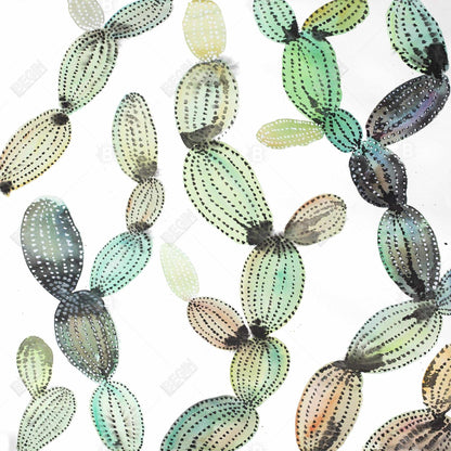Cactus Pattern Green Floral Canvas | Botanical Bedroom Decor