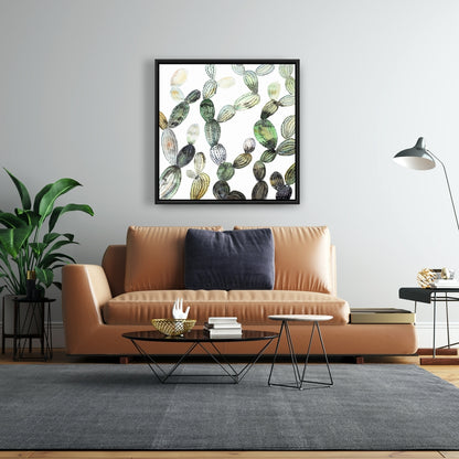 Pattern Opuntia Cactus Canvas - Exotic Green Botanical Decor