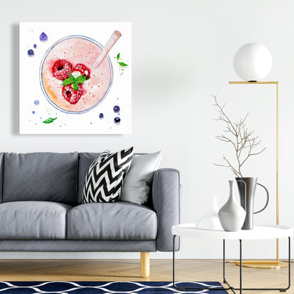 Strawberry & Raspberry Smoothie Canvas - Kitchen Wall Decor