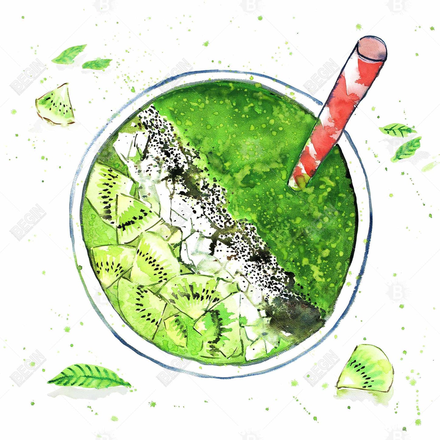 Toile encadrée « Feuilles de smoothie vert » | Décoration d'intérieur