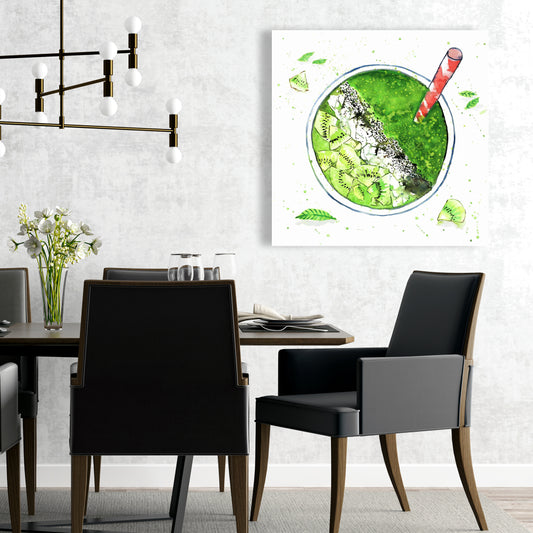 Green Smoothie Canvas Art | Home Decor for Kitchen Walls