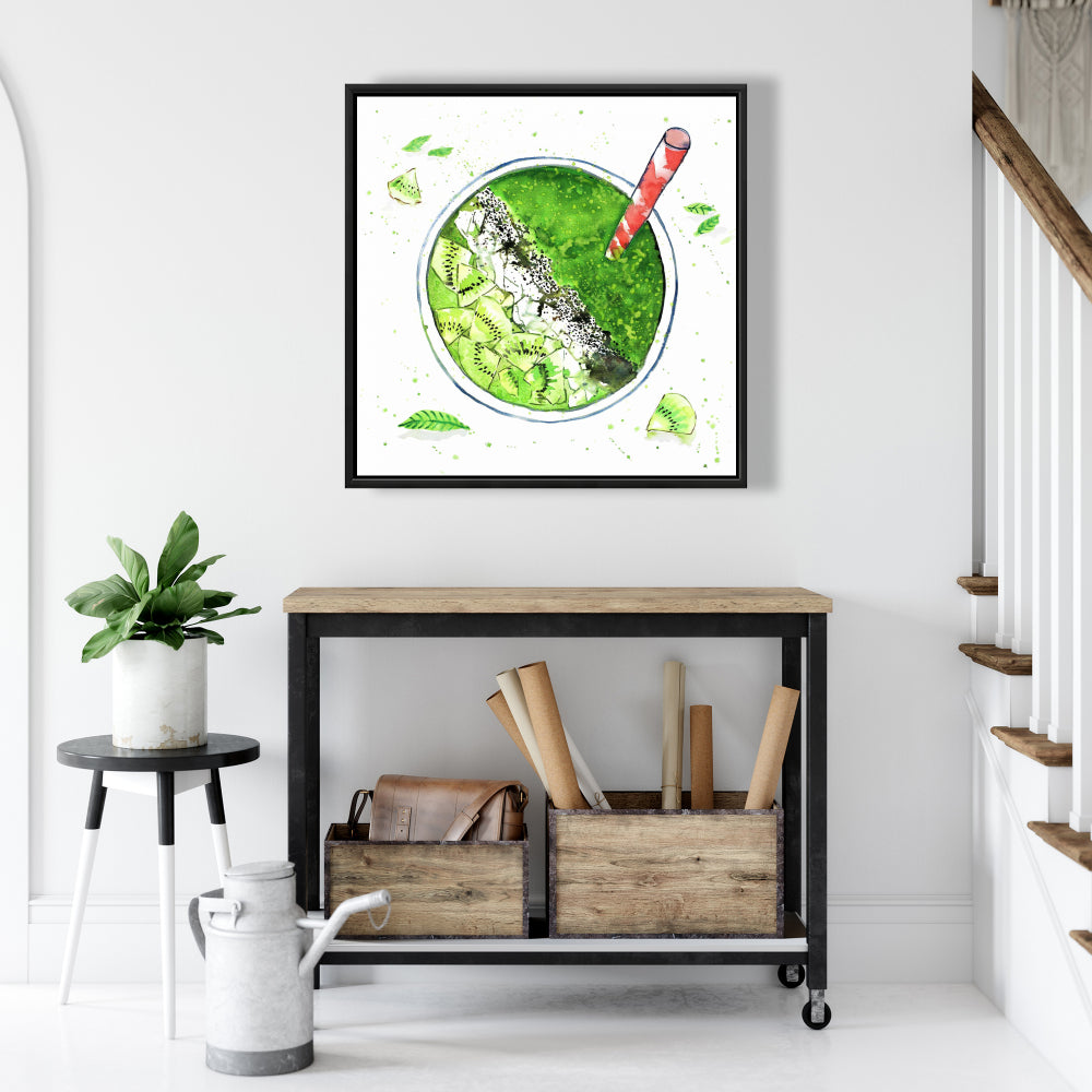Toile encadrée « Feuilles de smoothie vert » | Décoration d'intérieur
