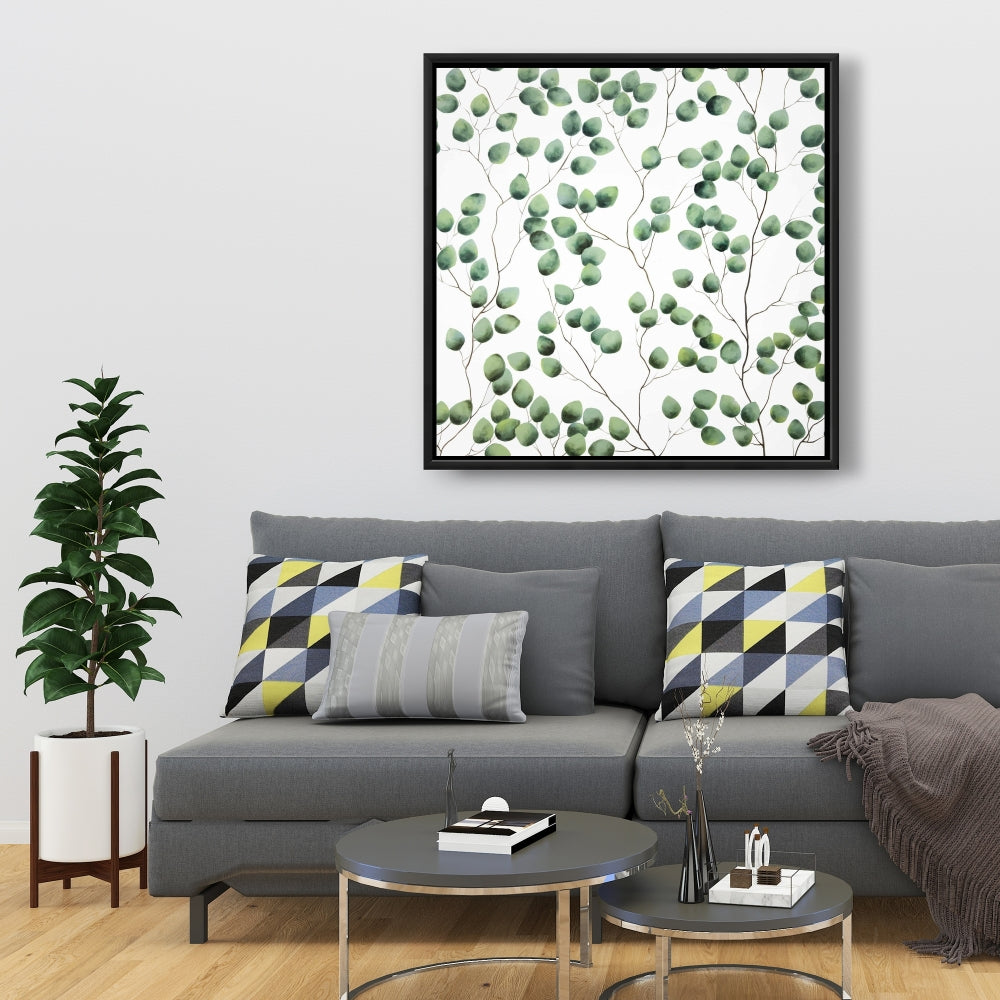 Toile encadrée « Feuilles grimpantes » | Décoration murale botanique