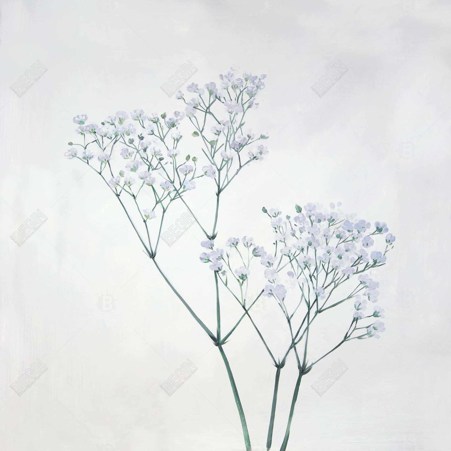 Toile minimaliste gypsophile bleue | Décoration de chambre