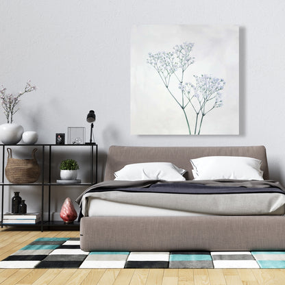 Toile minimaliste gypsophile bleue | Décoration de chambre