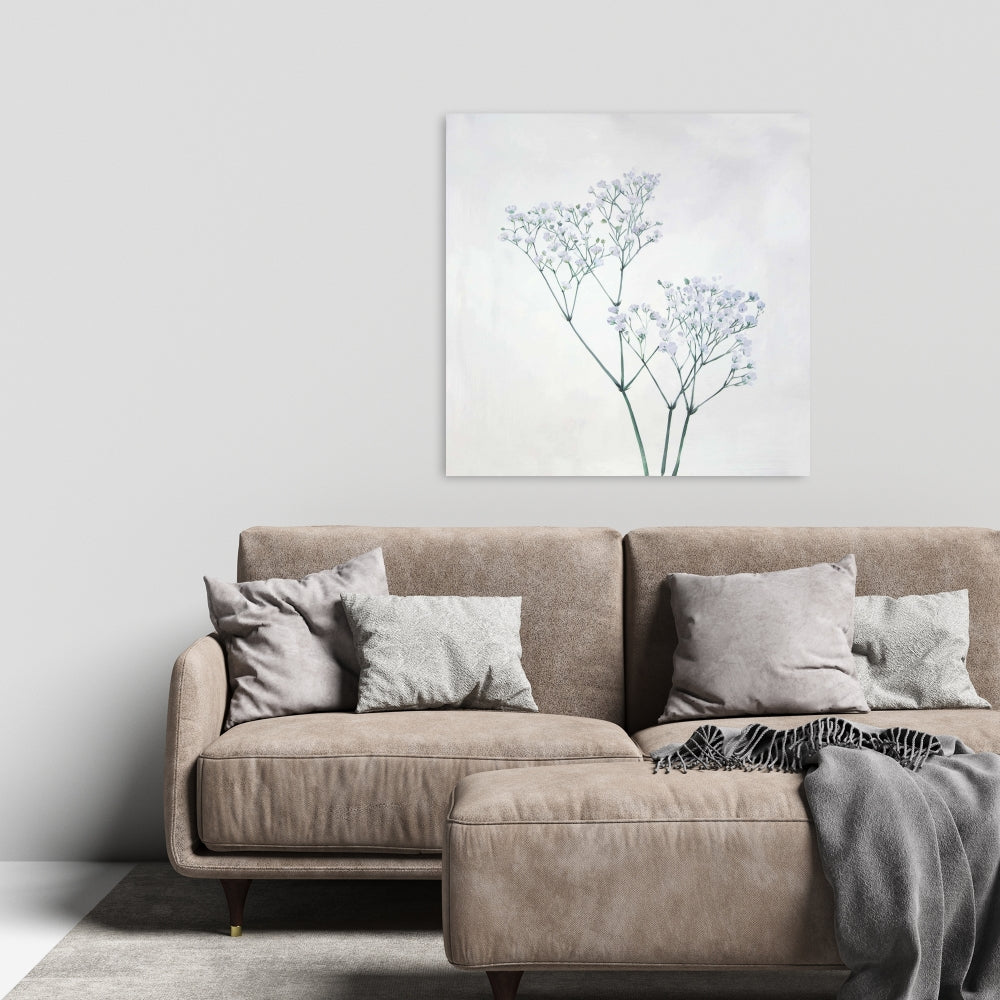 Toile minimaliste gypsophile bleue | Décoration de chambre