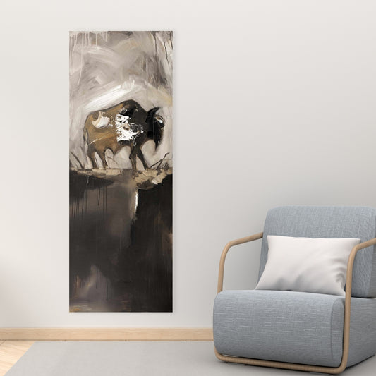 Abstract Buffalo Canvas | Farm Animal Bedroom Decor Wall Art