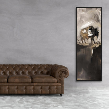Abstract Buffalo Canvas | Brown Farm Animals Wall Art Decor