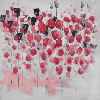 Abstract Pink Flowers Field Canvas | Contemporary Home Decor