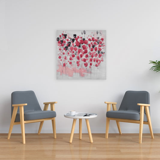 Abstract Pink Flowers Field Canvas | Contemporary Home Decor